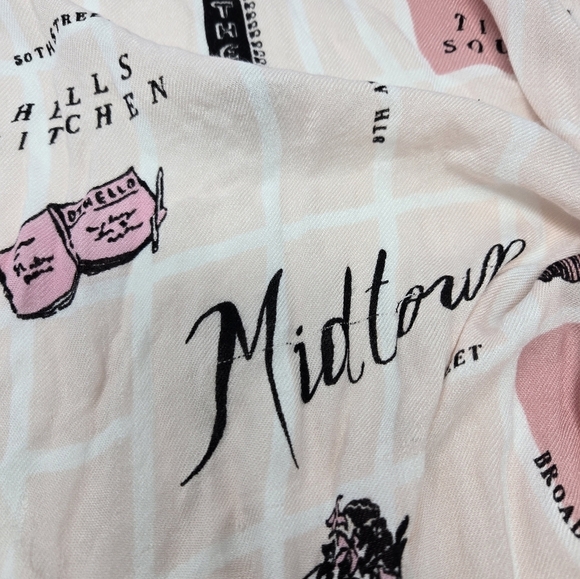 KATE SPADE NEW YORK MANHATTAN MAP OBLONG SCARF PINK & BLACK WOMEN OS *FLAWED* - Picture 13 of 16